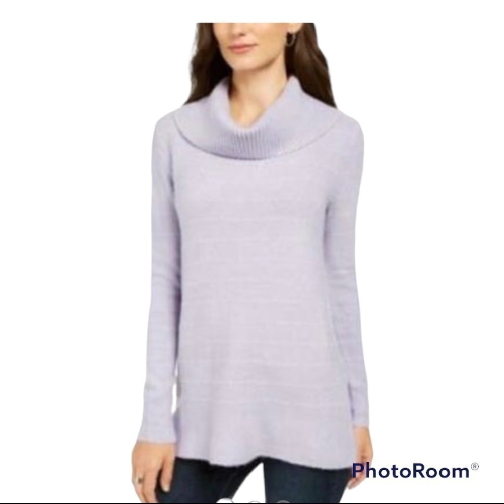 STYLE & Co Women's Lurex Cowl-Neck Sweater lilac